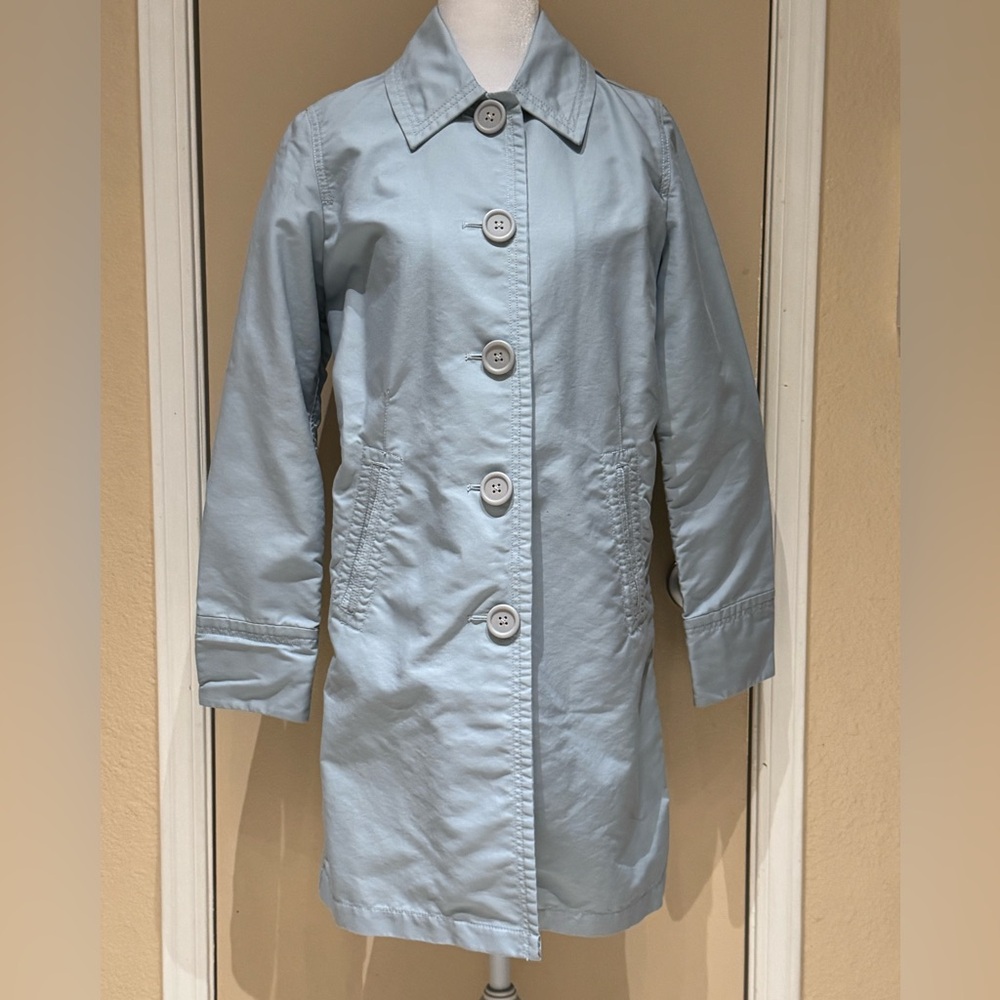 Eddie Bauer Light Blue Trench Coat with Mint Green Lining